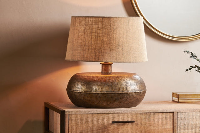 Nkuku Lumbu Table Lamp Antique Brass Large –  from Amos Lighting + Home