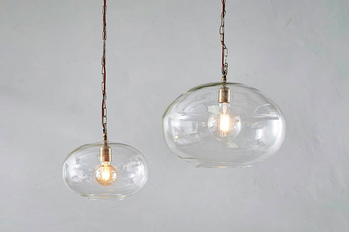 17 store inch recycled glass pendant light