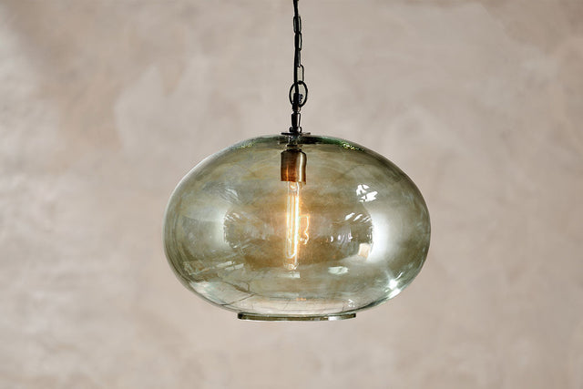 Nkuku Otoro Recycled Green Glass Pendant Large Round –  from Amos Lighting + Home