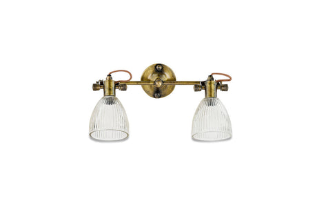 Nkuku Rarni Recycled Glass Double Spot Wall Light Antique Brass –  from Amos Lighting + Home