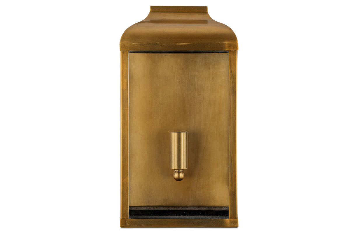 Nkuku Riad Outdoor Wall Lantern Antique Brass & Clear –  from Amos Lighting + Home