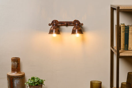 Nkuku Tubu Brass Double Spot Light Rust Finish –  from Amos Lighting + Home