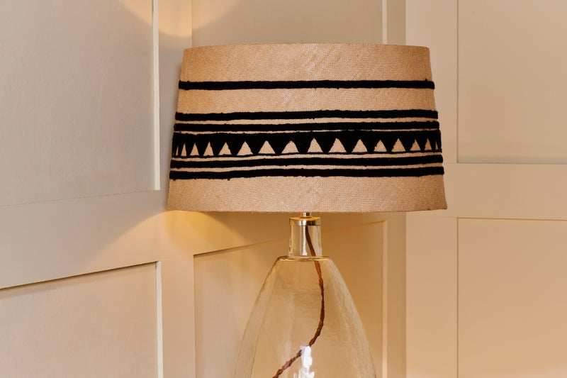 Nkuku Yongana Jute Pattern Lamp Shade Natural & Black Large –  from Amos Lighting + Home