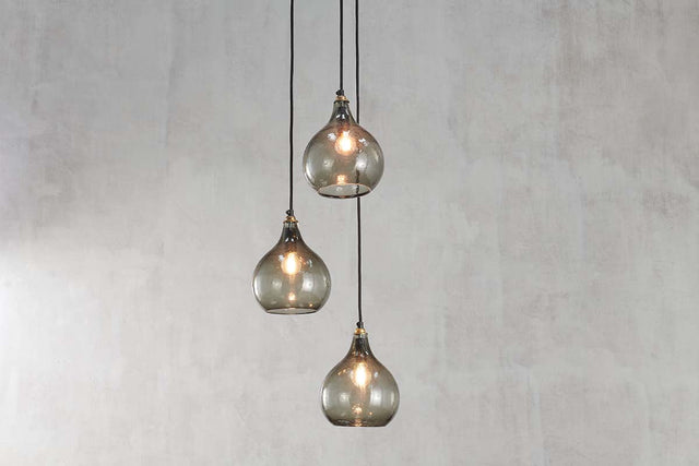 Nkuku Ziva 3 Light Recycled Green Smoke Glass Cluster Pendant –  from Amos Lighting + Home