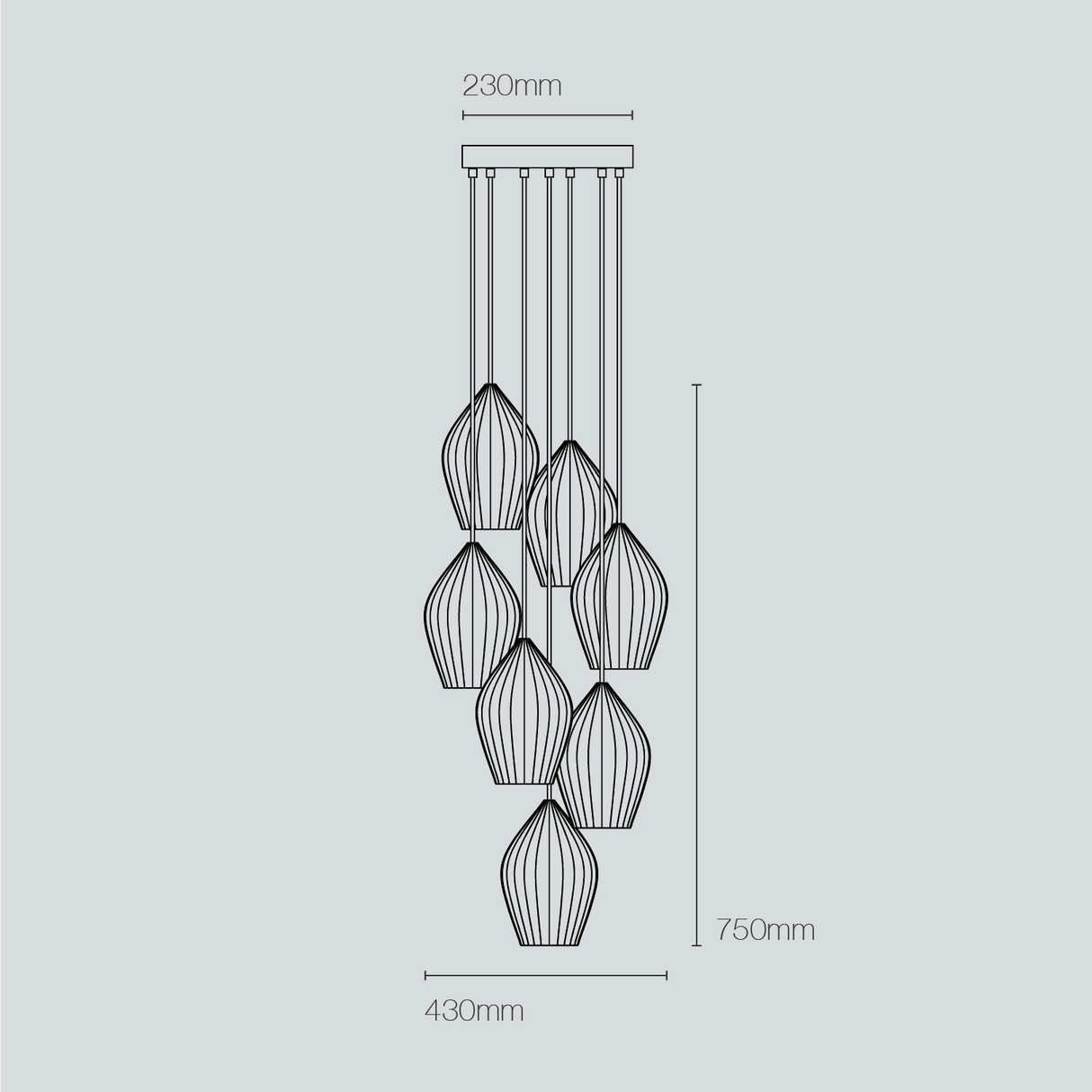 Original BTC Fin Pendant Grouping of 7 –  from Amos Lighting + Home