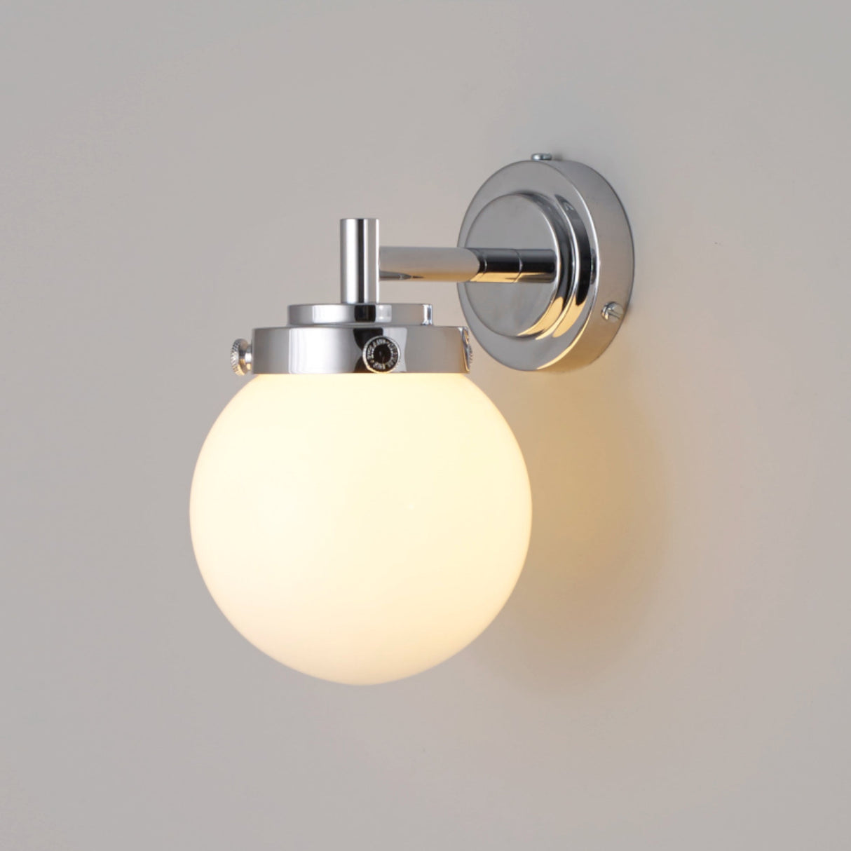 Original BTC Globe Bathroom Wall Light Opal & Chrome IP44 –  from Amos Lighting + Home