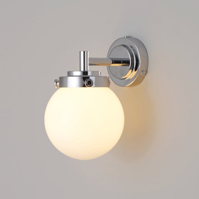 Original BTC Globe Bathroom Wall Light Opal & Chrome IP44 –  from Amos Lighting + Home