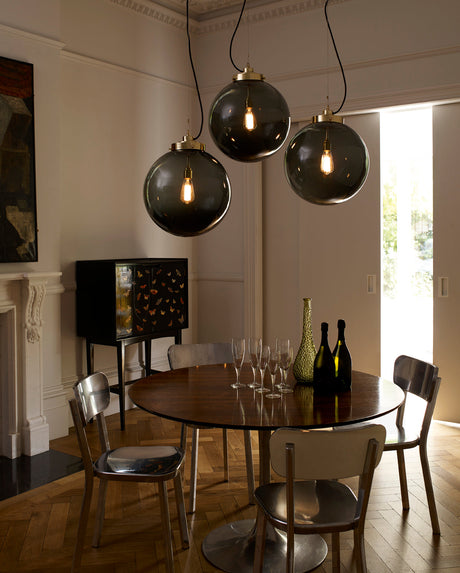 Original BTC Medium Globe Pendant Anthractite & Brass –  from Amos Lighting + Home