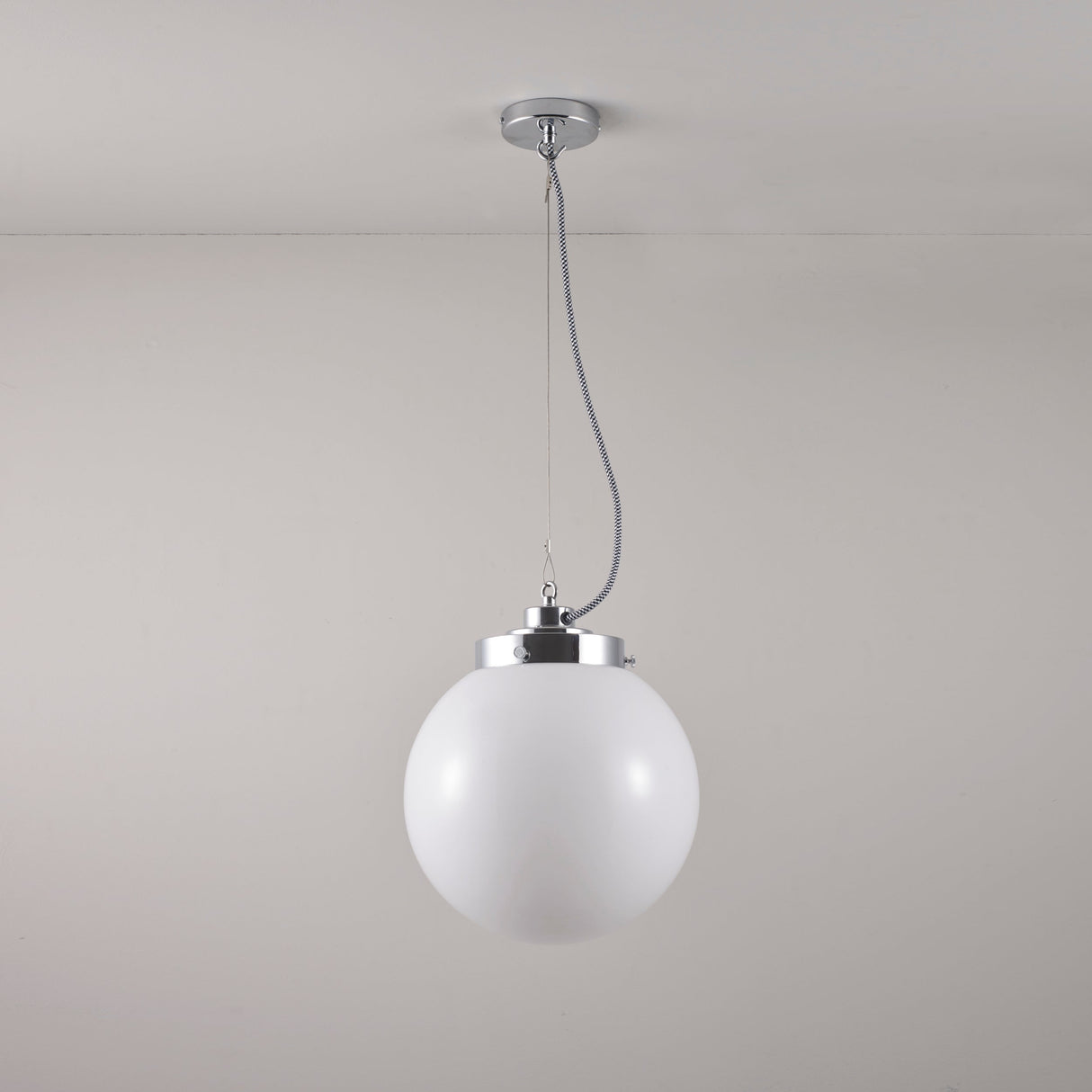 Original BTC Medium Globe Pendant Opal & Chrome –  from Amos Lighting + Home