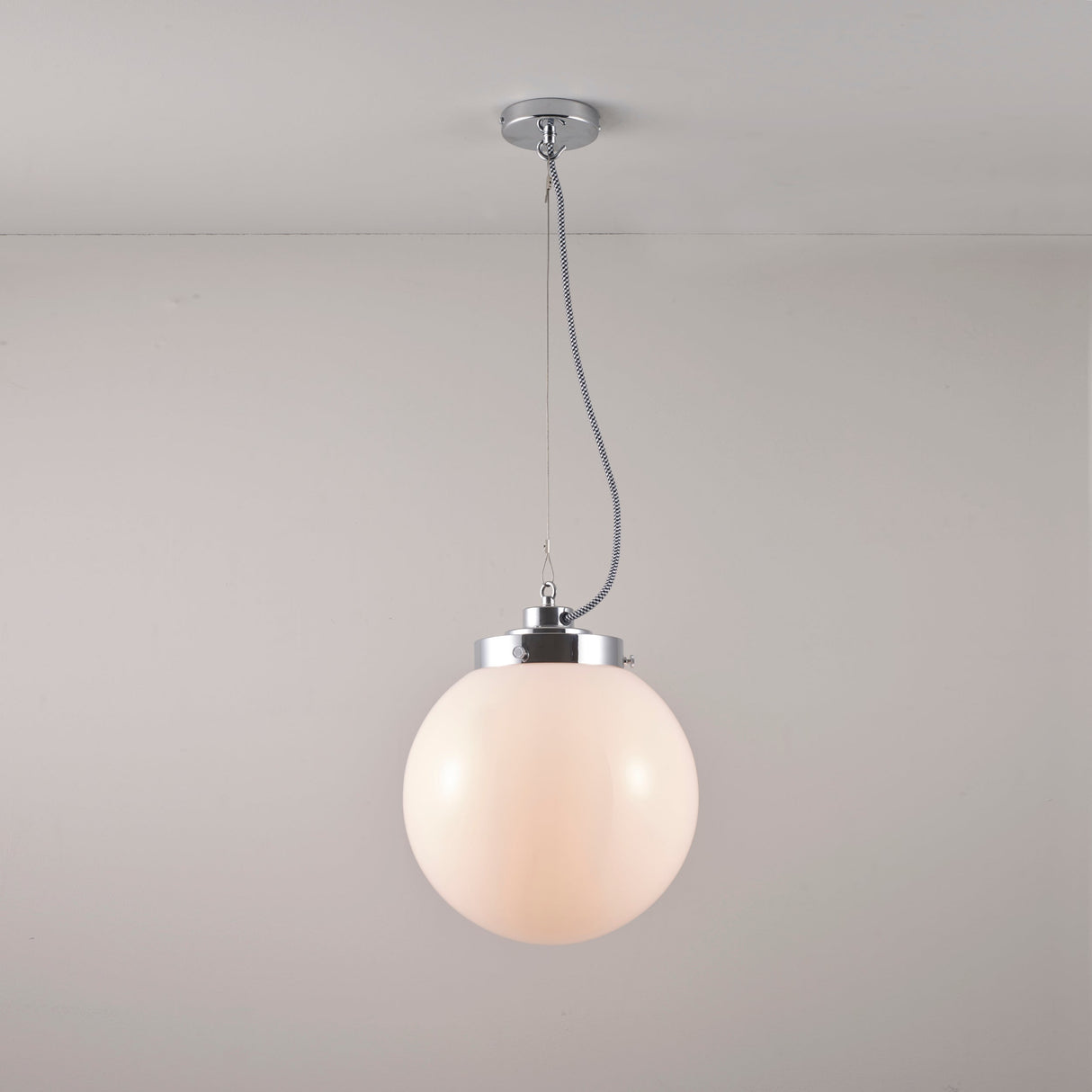 Original BTC Medium Globe Pendant Opal & Chrome –  from Amos Lighting + Home