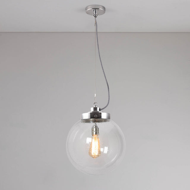 Original BTC Medium Globe Pendant Seedy Clear Glass & Chrome –  from Amos Lighting + Home