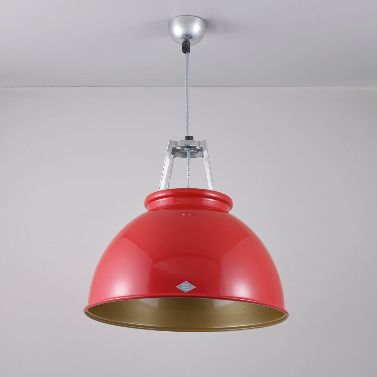 Original BTC Titan Size 3 Pendant, Red with Gold Interior –  from Amos Lighting + Home