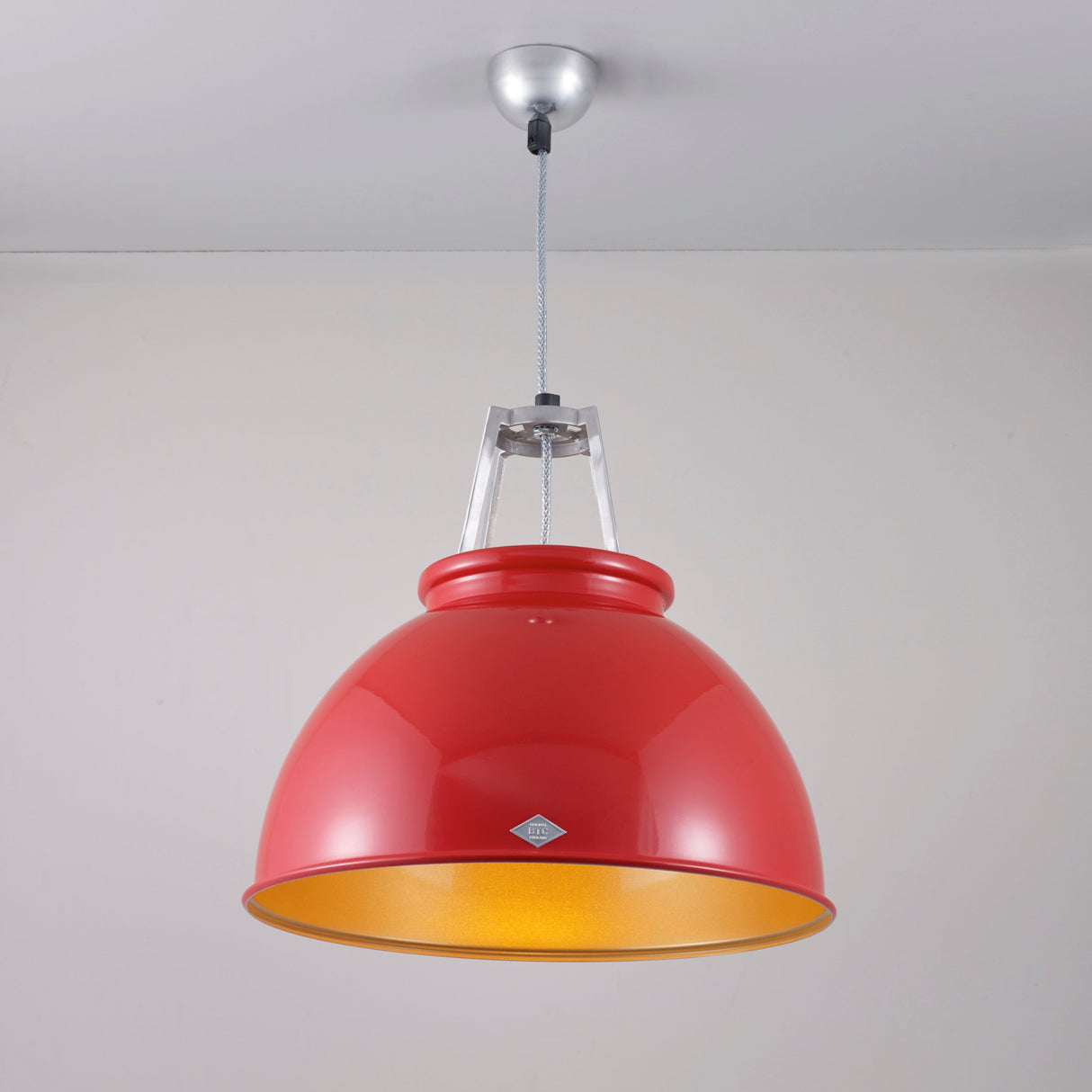 Original BTC Titan Size 3 Pendant, Red with Gold Interior –  from Amos Lighting + Home