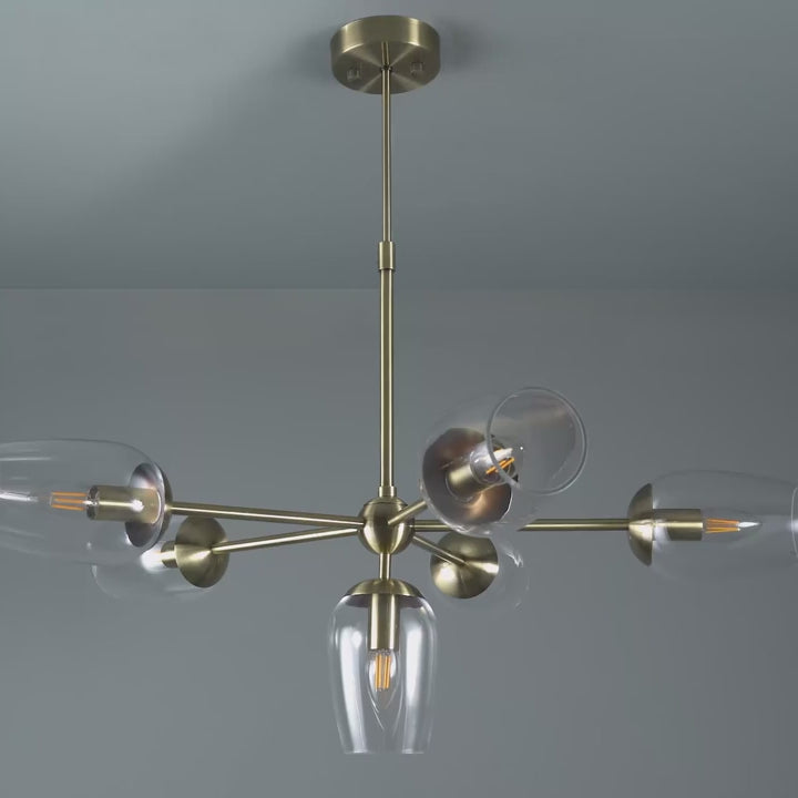 Amos Mansion 6 Light Pendant Antique Brass