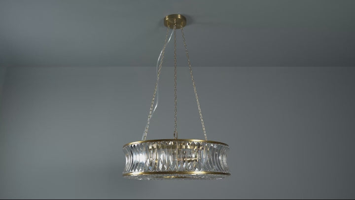 Amos Concave 6 Light Crystal Chandelier Warm Brass –  from Amos Lighting + Home