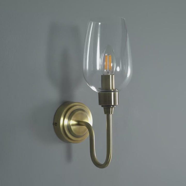 Amos Turret Single Wall Light Antique Brass