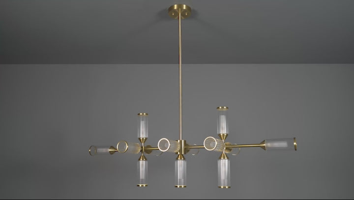 Amos Duchy 13 Light Chandelier Pendant Bar Satin Brass –  from Amos Lighting + Home