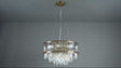 Amos Concave 9 Light Crystal Chandelier Warm Brass –  from Amos Lighting + Home