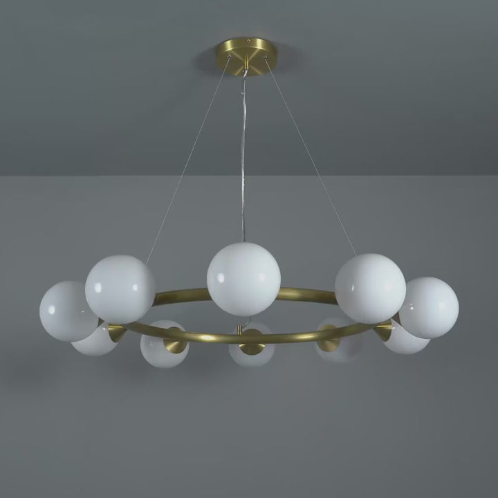 Amos Crib 10 Light Circular Chandelier Brushed Brass