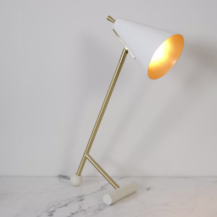 Amos Bachelor Table Lamp Satin Brass & White