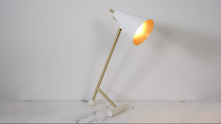 Amos Bachelor Table Lamp Satin Brass & White –  from Amos Lighting + Home