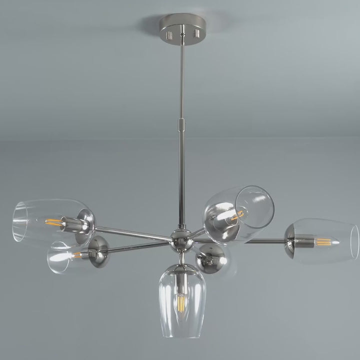 Amos Mansion 6 Light Pendant Polished Nickel