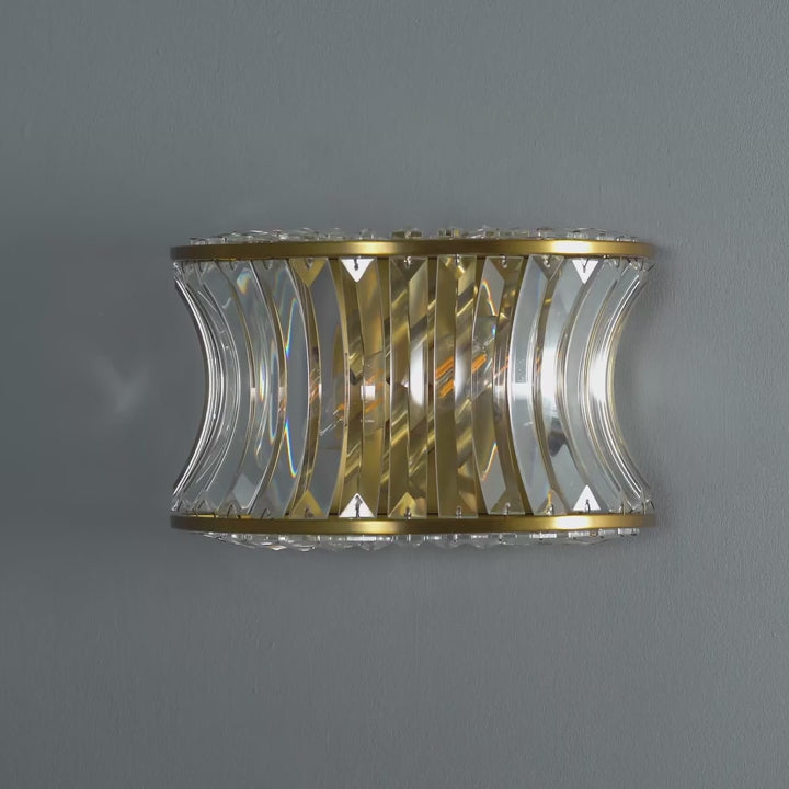 Amos Concave Crystal Wall Light Warm Brass