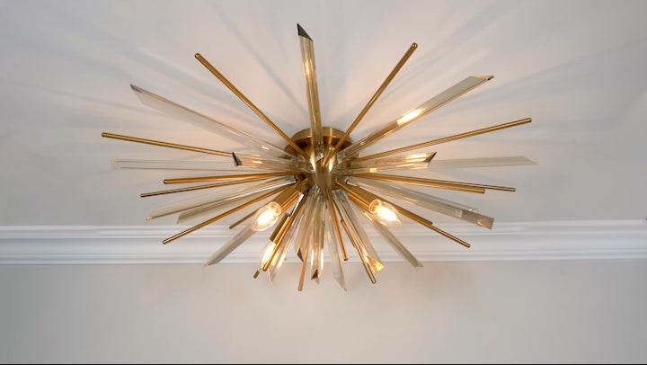 Amos Sandridge Flush Ceiling Light Antique Brass –  from Amos Lighting + Home