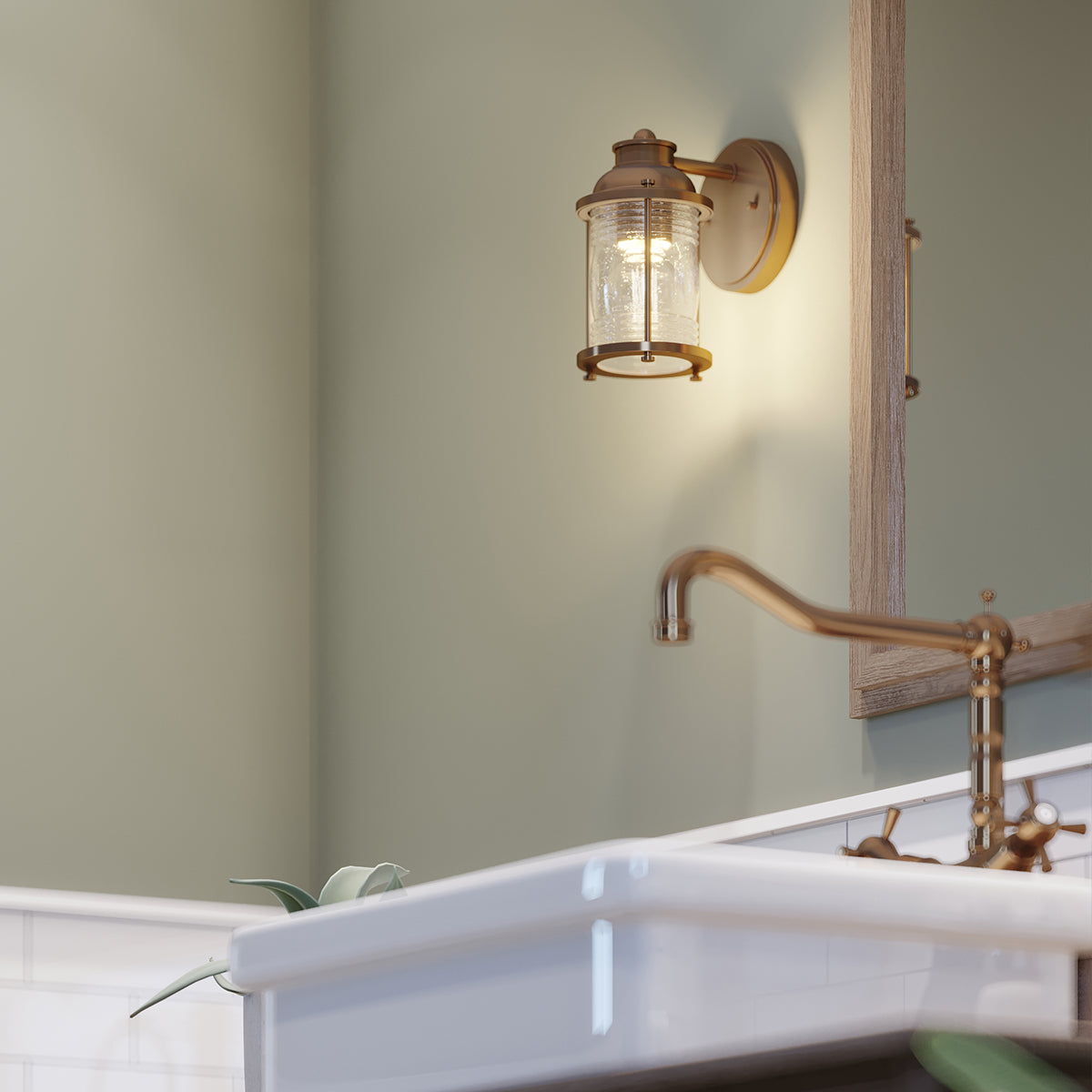 Quintiesse Ashlandbay Bathroom Wall Light Natural Brass IP44 –  from Amos Lighting + Home