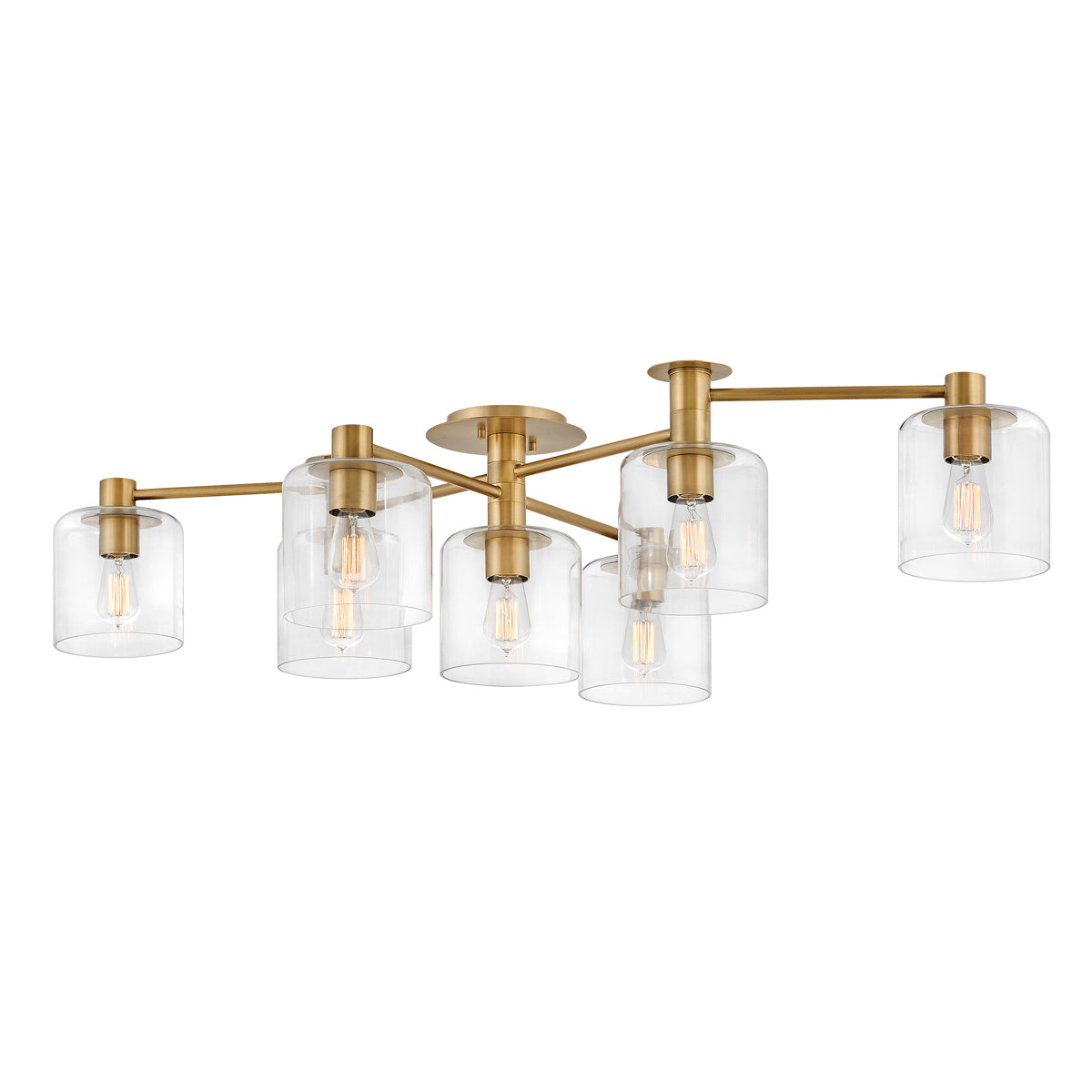 Axel Light Quintiesse Axel 7 Light Semi-Flush Mounted Ceiling Heritage Brass ...