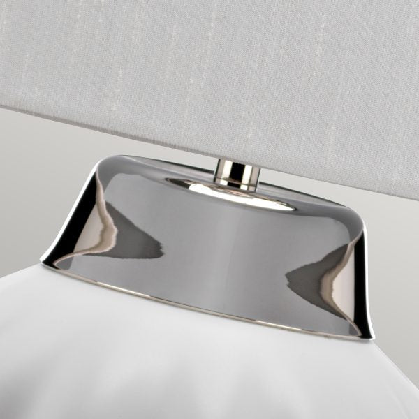 Quintiesse Bexley Table Lamp White & Polished Nickel –  from Amos Lighting + Home