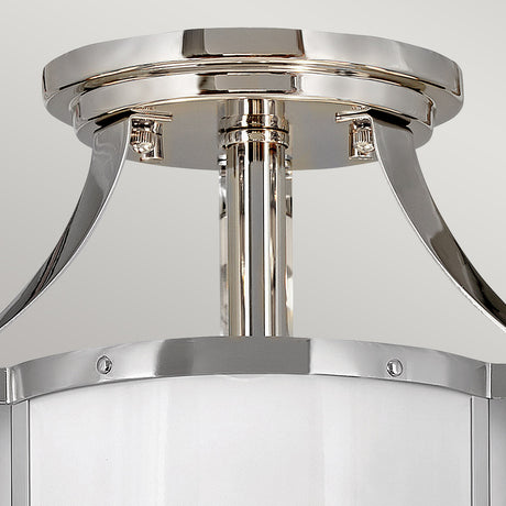 Quintiesse Chance Art Deco Ceiling Light Polished Nickel and White –  from Amos Lighting + Home