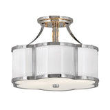 Quintiesse Chance Art Deco Ceiling Light Polished Nickel and White –  from Amos Lighting + Home