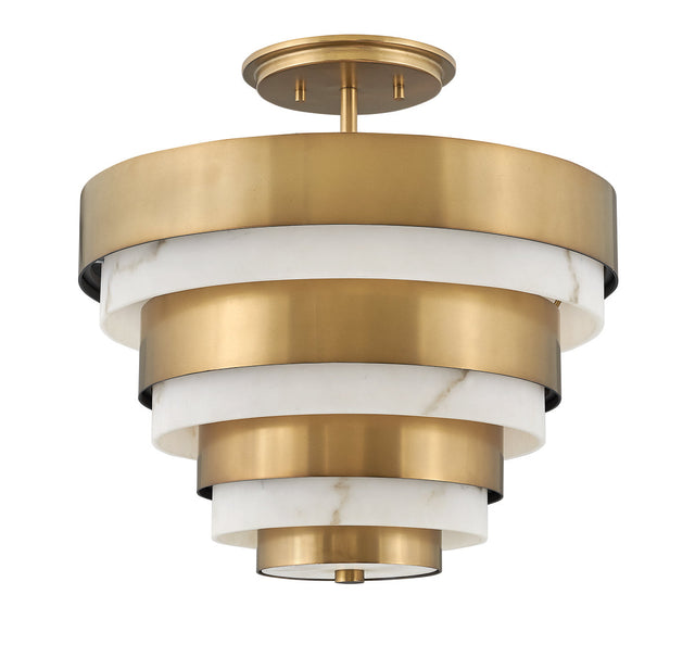 Quintiesse Echelon 3 lt Semi-flush Heritage Brass & Faux Alabaster –  from Amos Lighting + Home