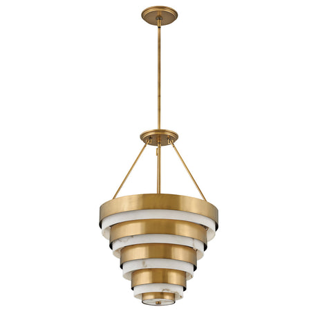 Quintiesse Echelon 4 lt Pendant, Heritage Brass & Faux Alabaster –  from Amos Lighting + Home