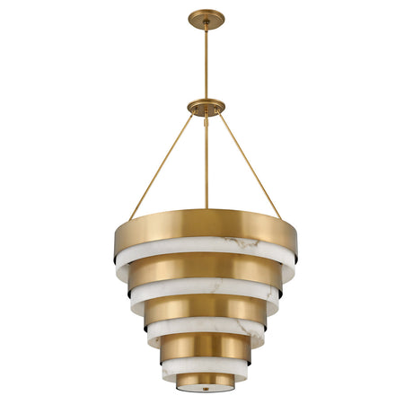 Quintiesse Echelon 8 lt Pendant, Heritage Brass and Faux Alabaster –  from Amos Lighting + Home