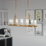 Quintiesse Kimrose 10 lt Art Deco Linear Chandelier Brushed Natural Brass –  from Amos Lighting + Home