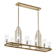 Quintiesse Kimrose 10 lt Art Deco Linear Chandelier Brushed Natural Brass –  from Amos Lighting + Home