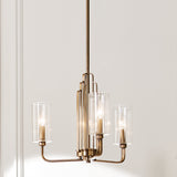 Quintiesse Kimrose 3 lt Art Deco Chandelier Brushed Natural Brass –  from Amos Lighting + Home