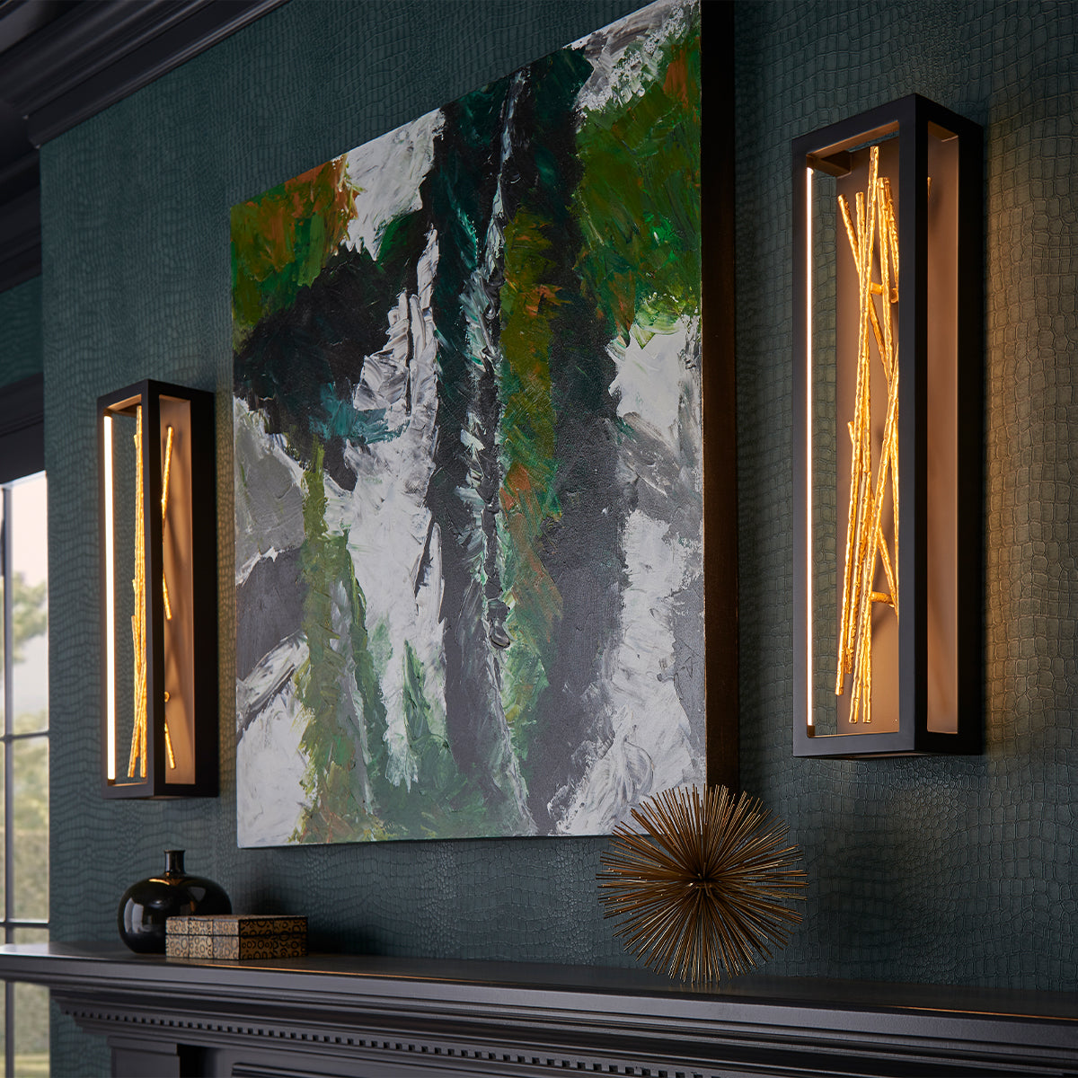 Quintiesse Styx LED Wall Light Black with Gilded Gold –  from Amos Lighting + Home