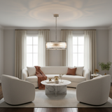 Ribbed Glass Nickel Pendant - Living Room