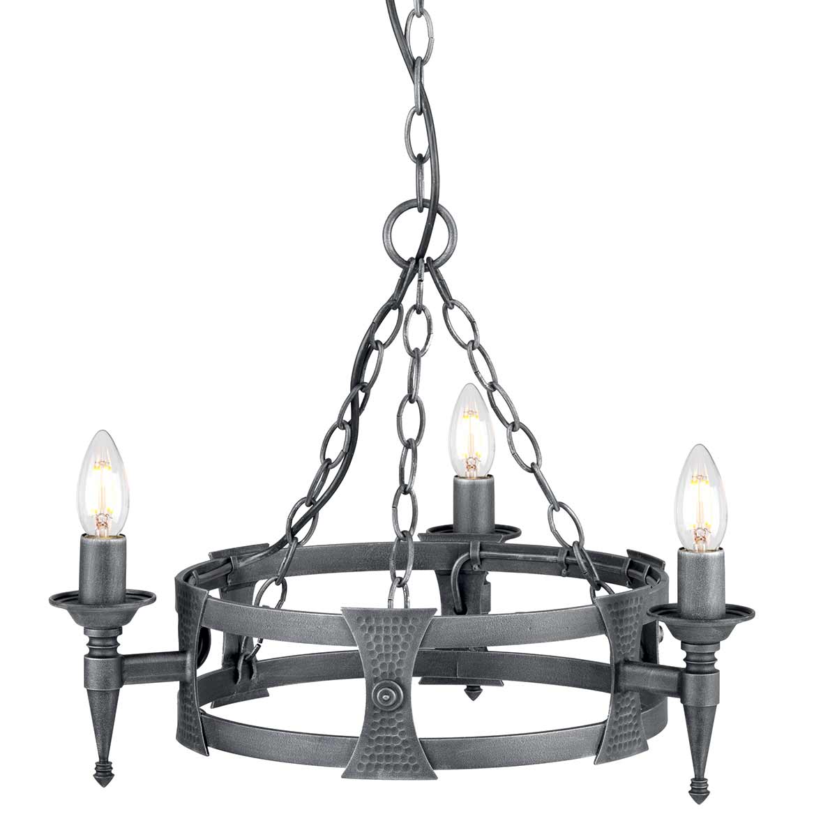 Elstead Saxon 3 Light Chandelier Black/Silver