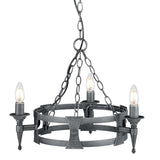 Elstead Saxon 3 Light Chandelier Black/Silver