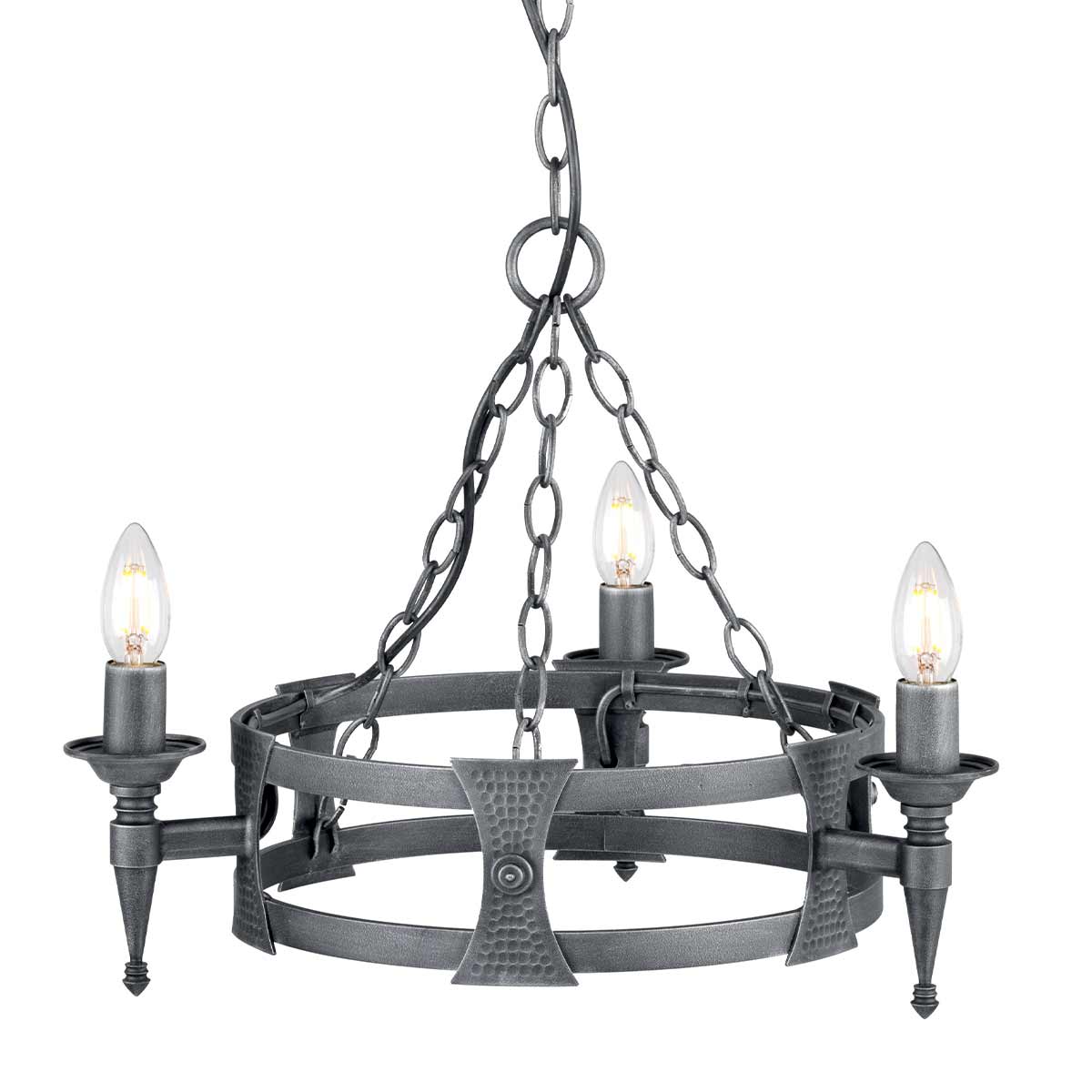 Elstead Saxon 3 Light Chandelier Black/Silver