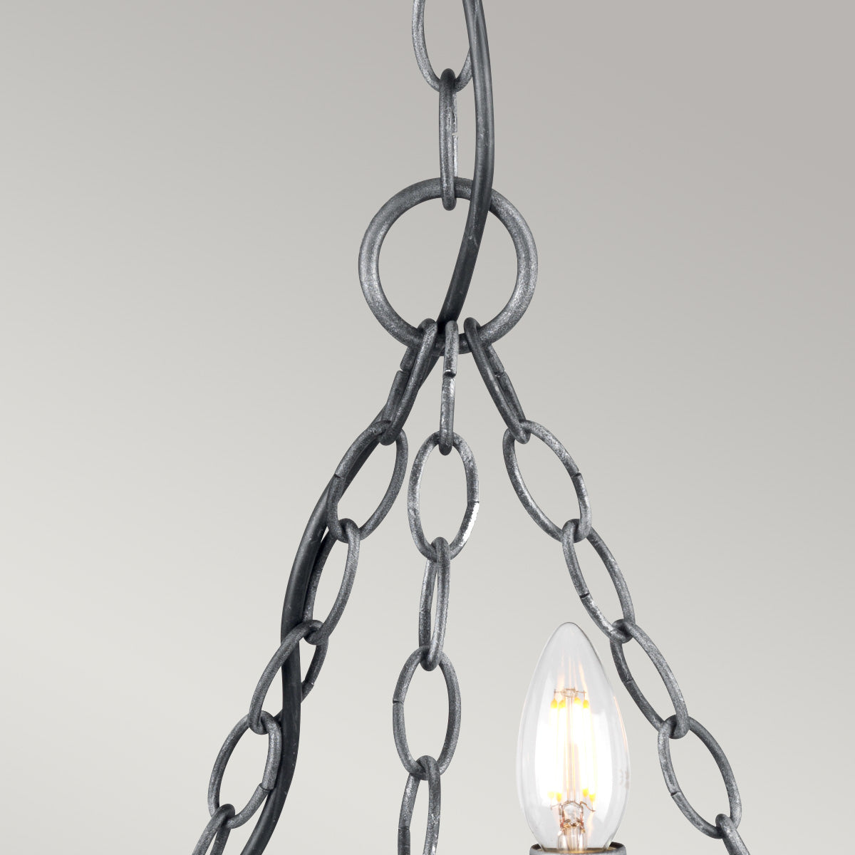 Elstead Saxon 3 Light Chandelier Black/Silver