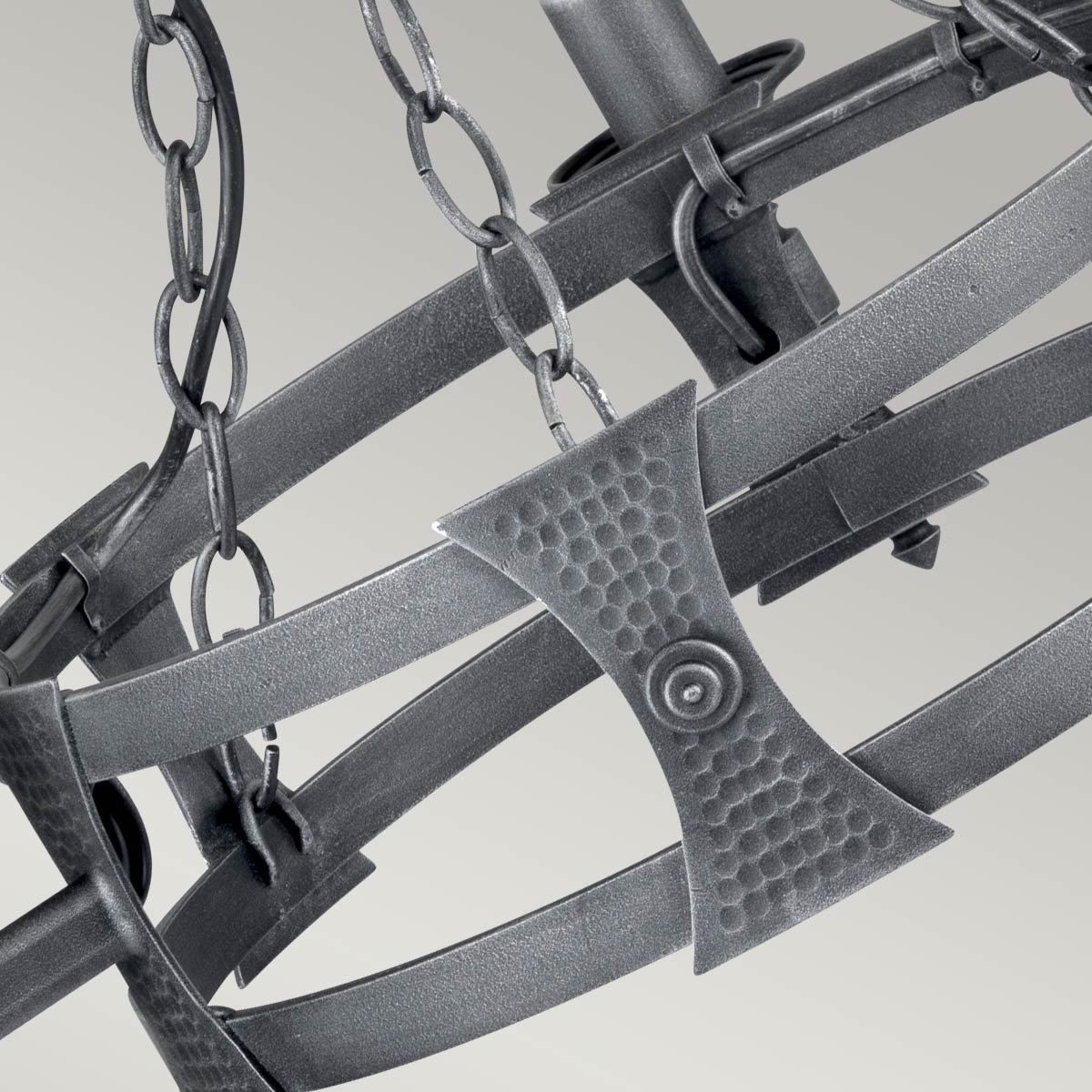 Elstead Saxon 3 Light Chandelier Black/Silver