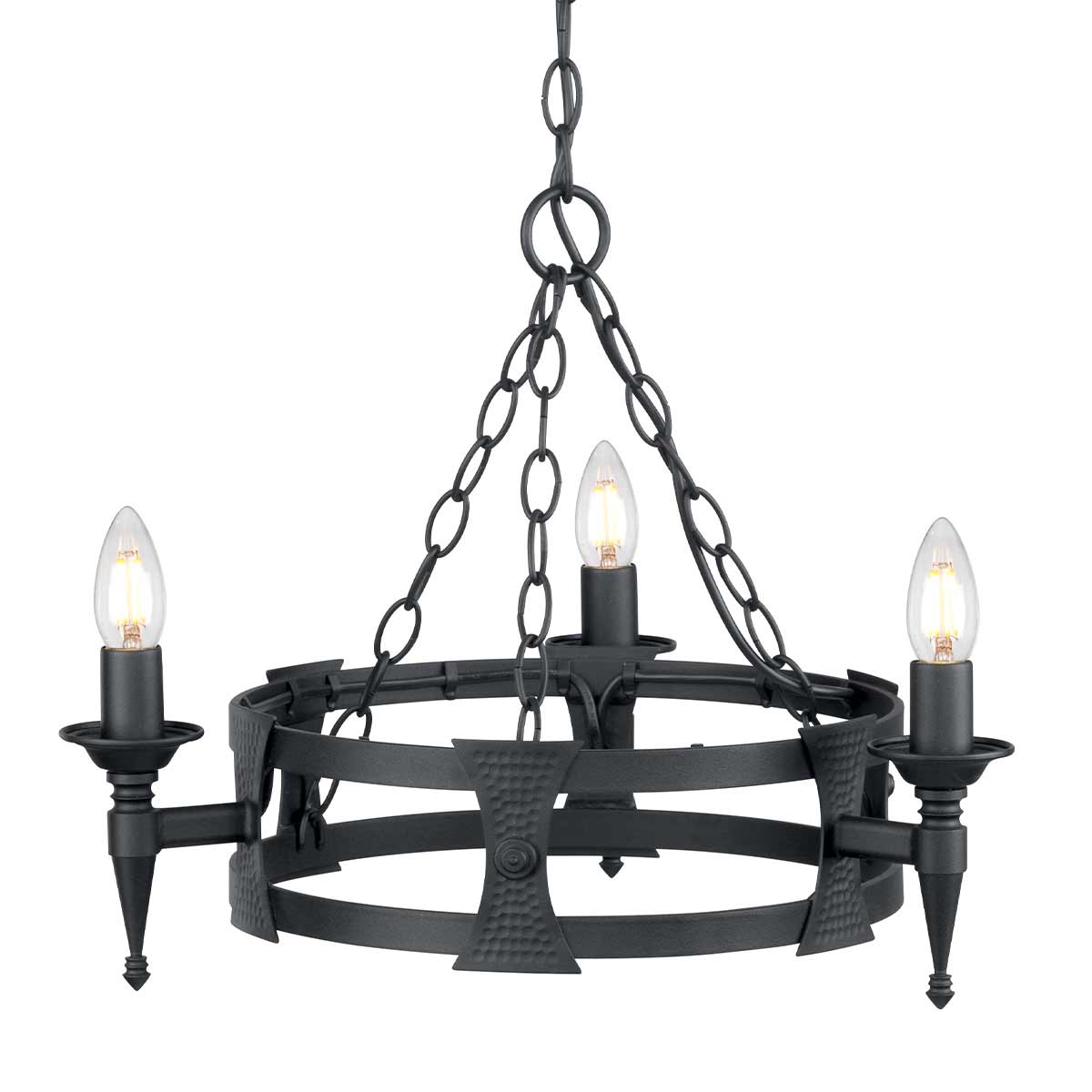 Elstead Saxon 3 Light Chandelier Black