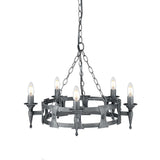 Elstead Saxon 5 Light Chandelier Black/Silver
