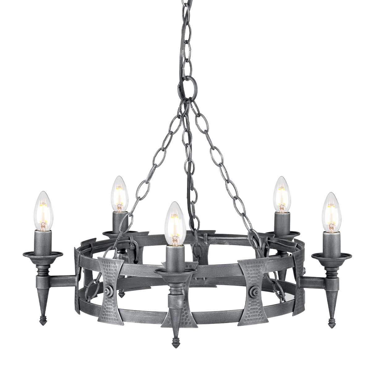 Elstead Saxon 5 Light Chandelier Black/Silver