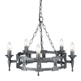 Elstead Saxon 5 Light Chandelier Black/Silver